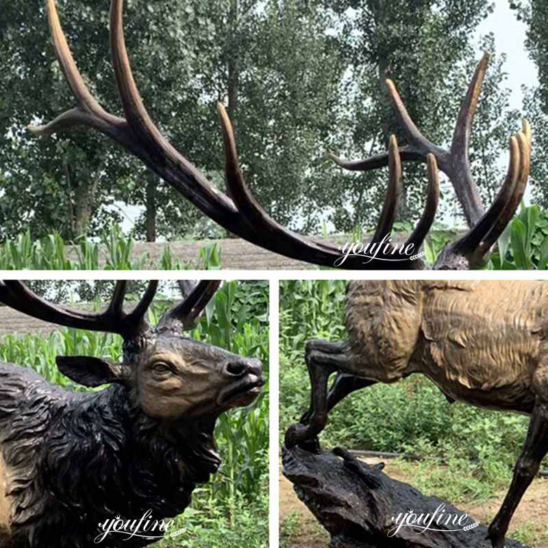 Life Size Bronze Elk Statue Metal Deer Lawn Ornaments for Sale BOKK-874 Details