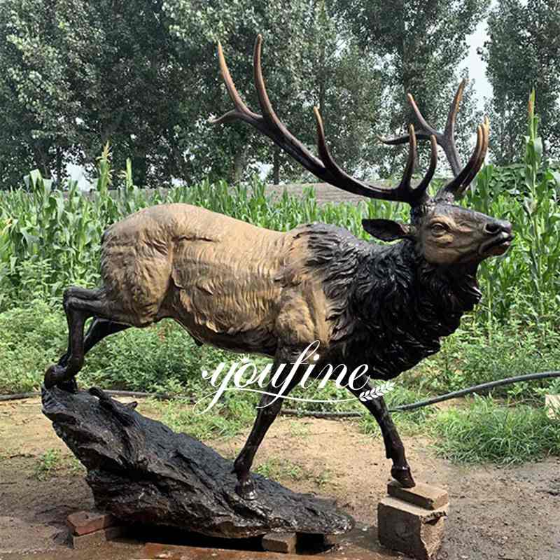 Life Size Bronze Elk Statue Metal Deer Lawn Ornaments for Sale BOKK-874 Details