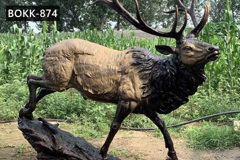 Life Size Bronze Elk Statue Metal Deer Lawn Ornaments for Sale BOKK-874﻿