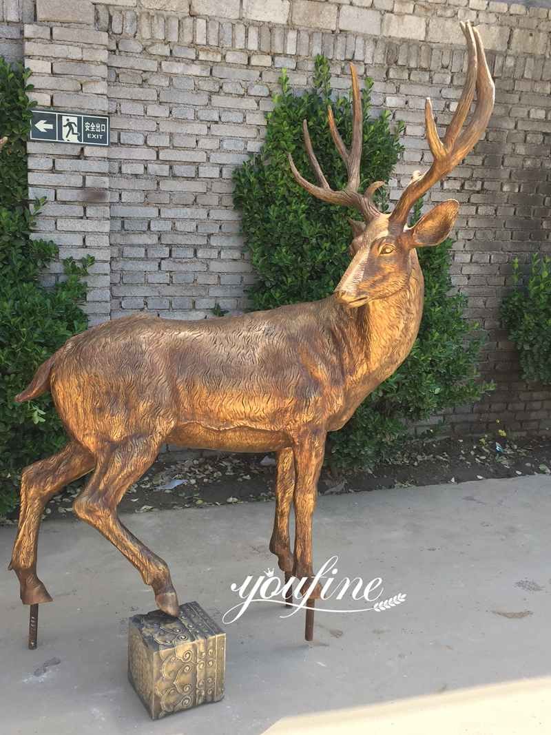 Outdoor Life Size Bronze Deer Garden Statue for Sale-