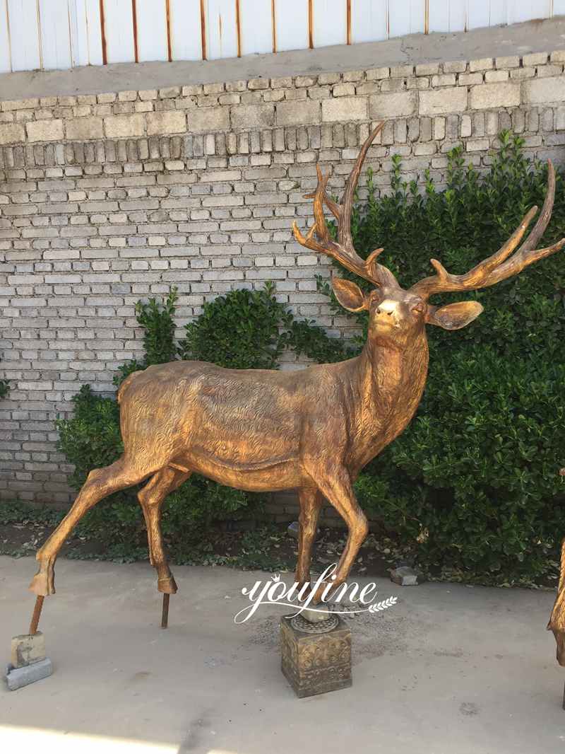 Outdoor Life Size Bronze Deer Garden Statue for Sale ASF-10