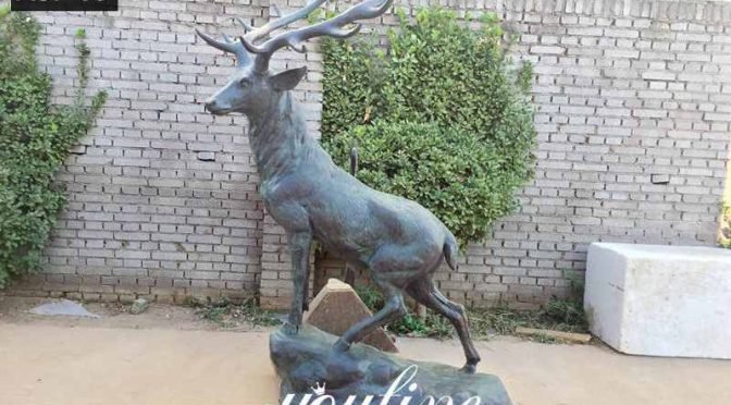 Wholesale Metal Cast Bronze Life Size Elk Statue for Sale ASF-09 (4)