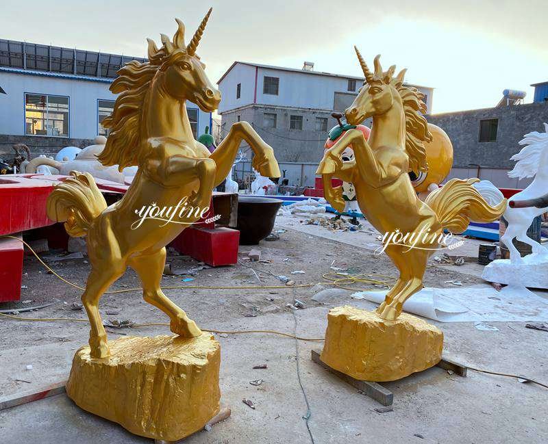 Outdoor Metal Golden Bronze Rearing Horse Statue for Sale ASF-12 Details