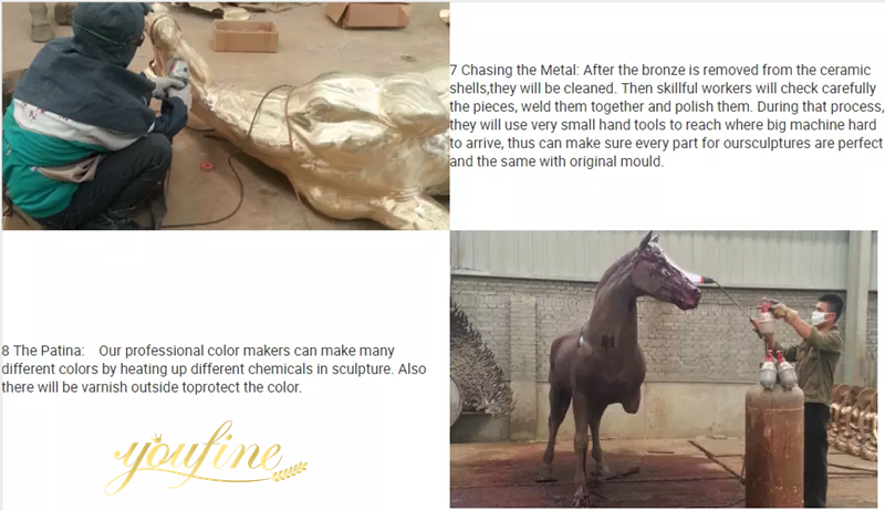 Racecourse Decorative Large Bronze Horse Statues for Sale Production Process