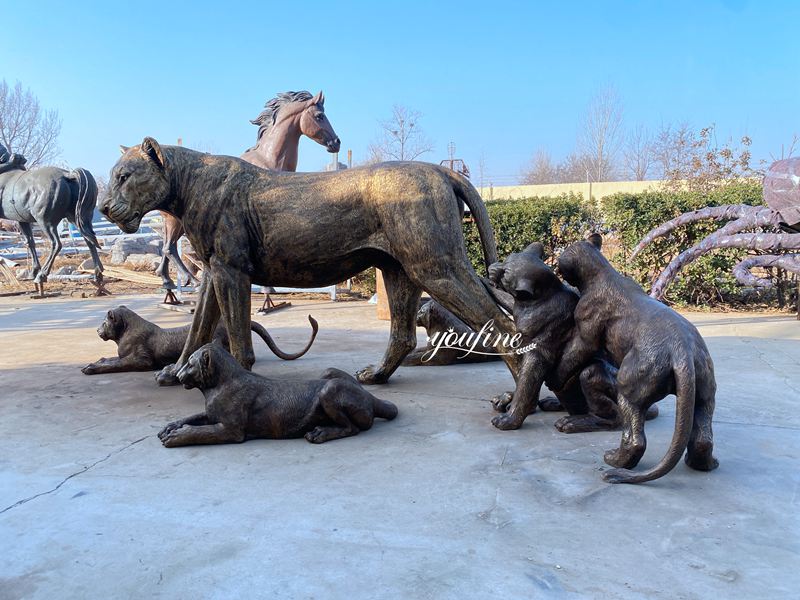 African Wildlife Leopard Family Bronze Sculpture for Sale BOKK-950