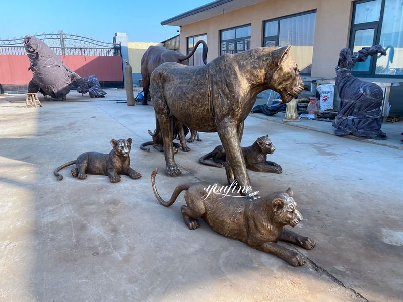 African Wildlife Leopard Family Bronze Sculpture for Sale BOKK-950