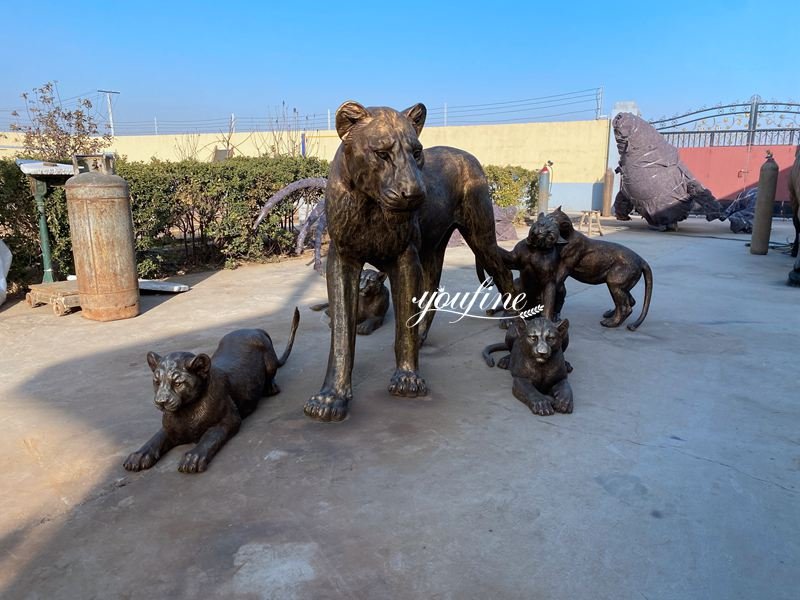 African Wildlife Leopard Family Bronze Sculpture for Sale BOKK-950