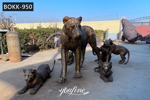 African Wildlife Leopard Family Bronze Sculpture for Sale BOKK-950