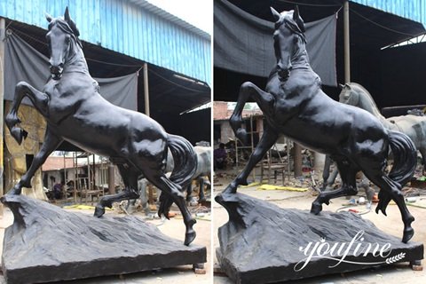 Garden Life Size Bronze Rearing Horse Statue for Sale BOKK-559