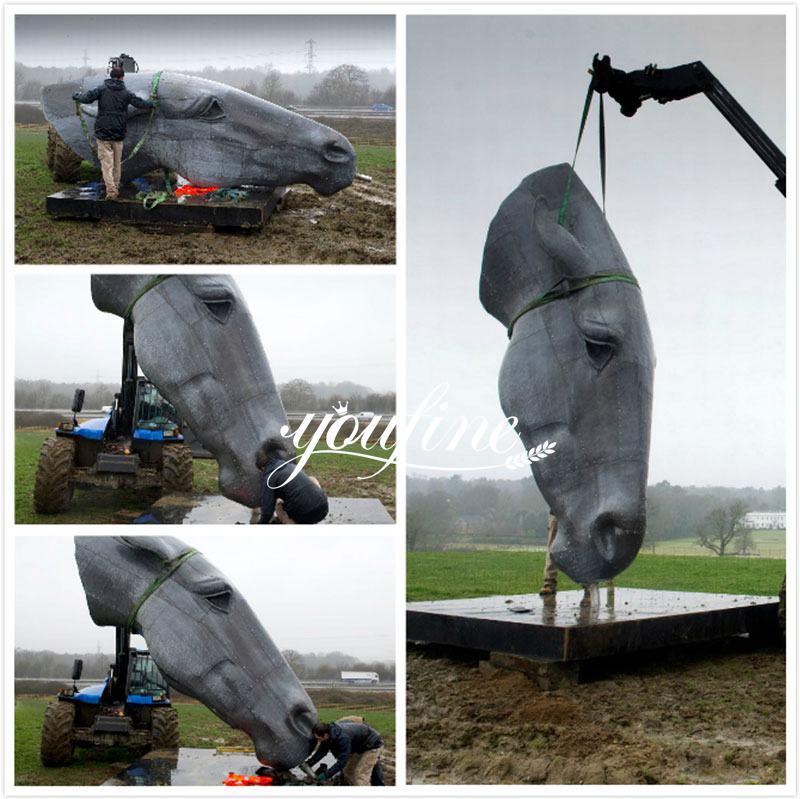 Large Antique Bronze Horse Head Sculpture Still Water for Sale Installation Guidance