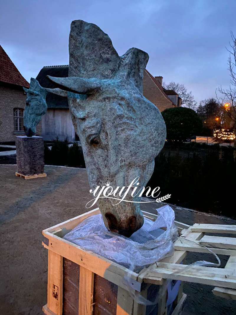 Large Bronze Horse Head Statue Still Water for Sale BOKK-708