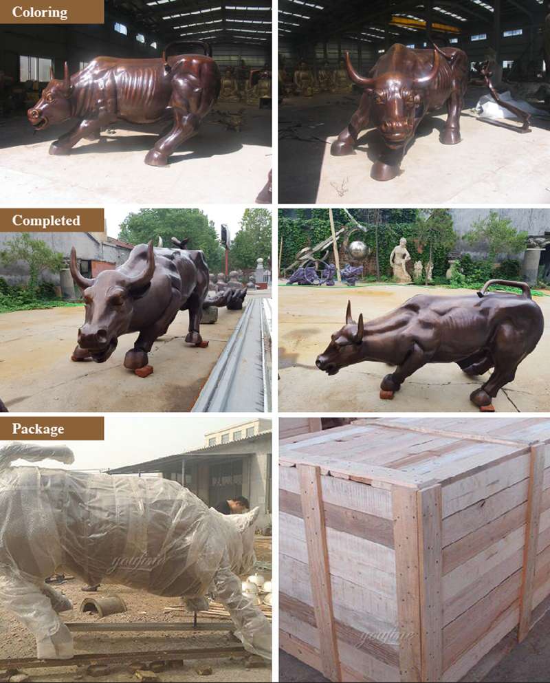 Park Decor Bronze Wall Street Bull Replica for Sale Package