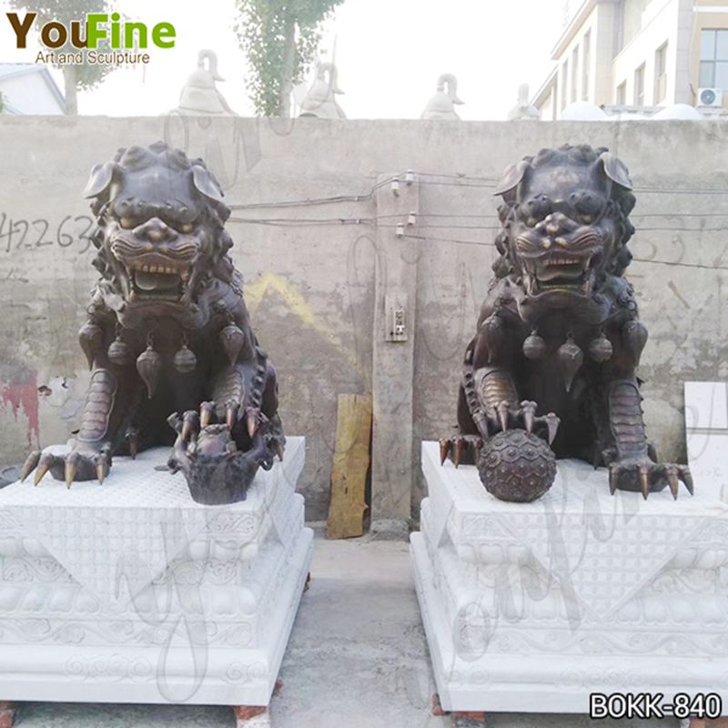 Life Size Antique Chinese Foo Dogs Bronze Statue for Sale BOKK-840