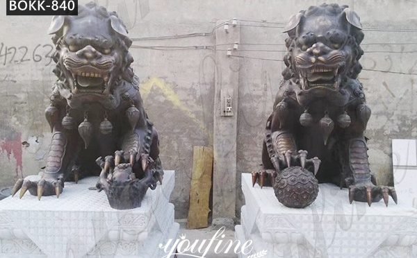 Life Size Antique Chinese Foo Dogs Bronze Statue for Sale BOKK-840