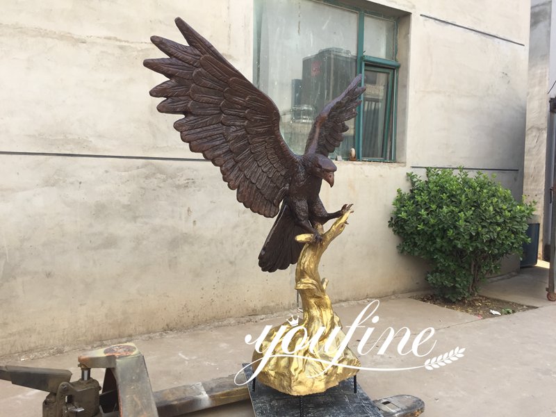 Large Antique Bronze Eagle Statues on Branch for Sale 