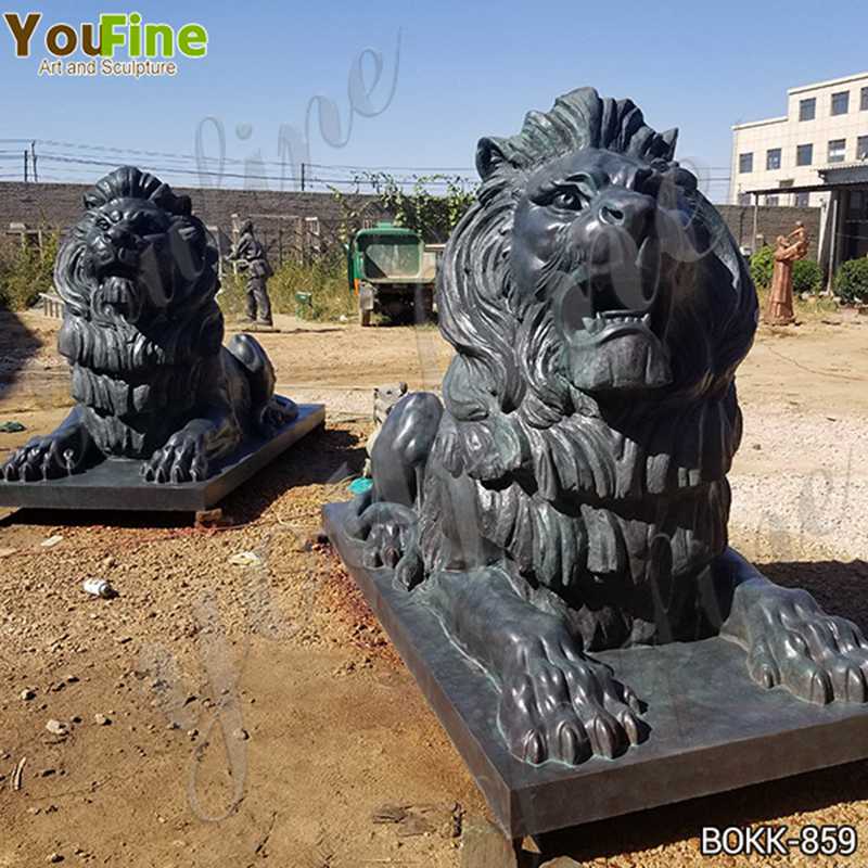 Large Antique Bronze Lion Statue Front Porch Decor for Sale Production Process