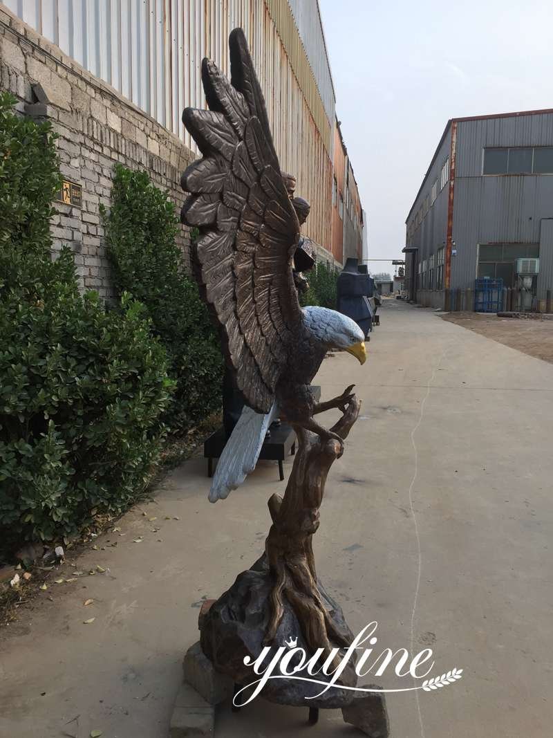 Large Bronze Bold Eagle on Rock Statue Yard Decor for Sale