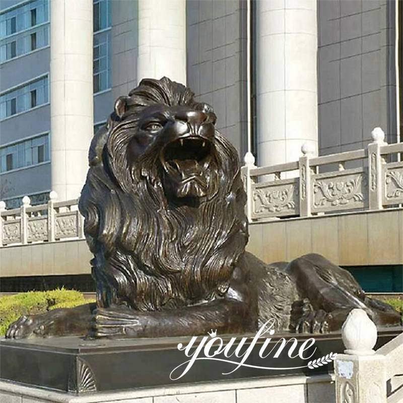 Life Size Bronze Lion Statue Front Porch for Sale 