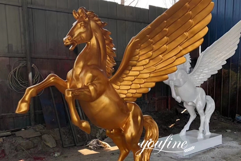 Life Size Golden Winged Horse Sculpture for Sale