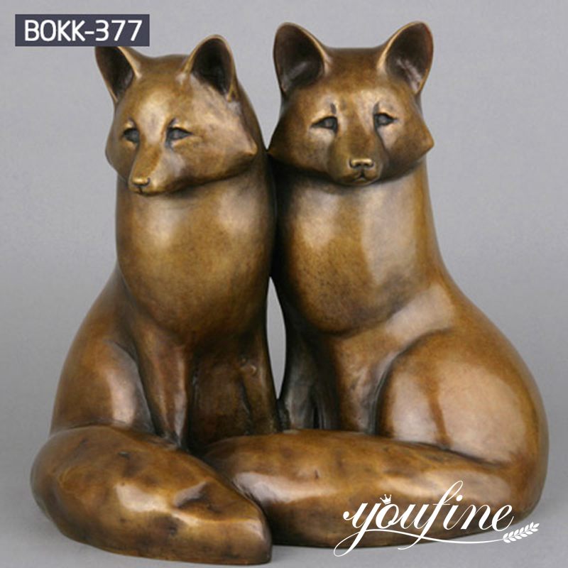 Outdoor Abstract Twins Bronze Fox Statue Garden Decor from Factory Supply BOKK-377