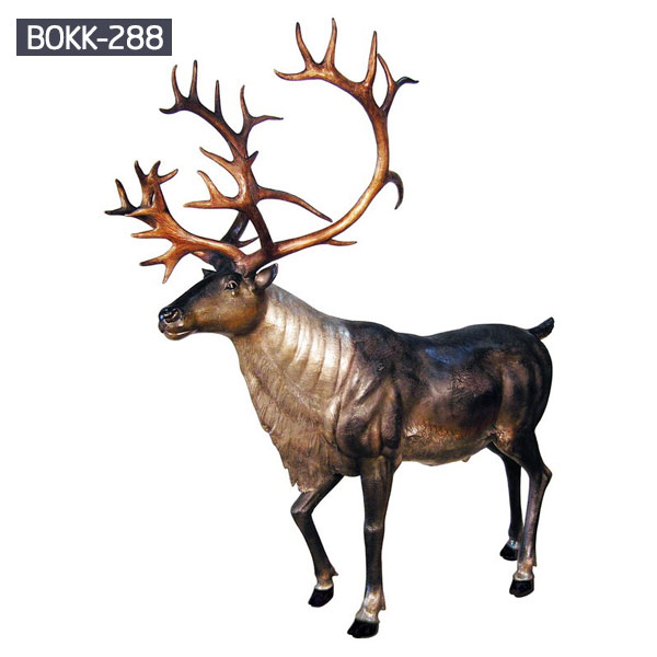 Outdoor Life-size Bronze Reindeer Statue Decor for Sale BOKK-288
