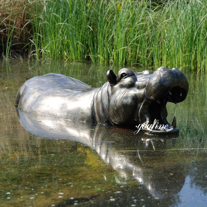 swimming hippo garden statues-YouFine Sculpture
