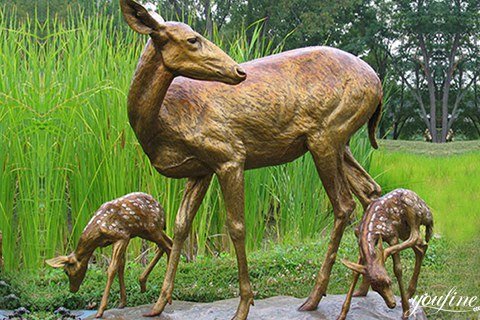 Fine Cast Life Size Bronze Deer Sculptures for Sale BOKK-285