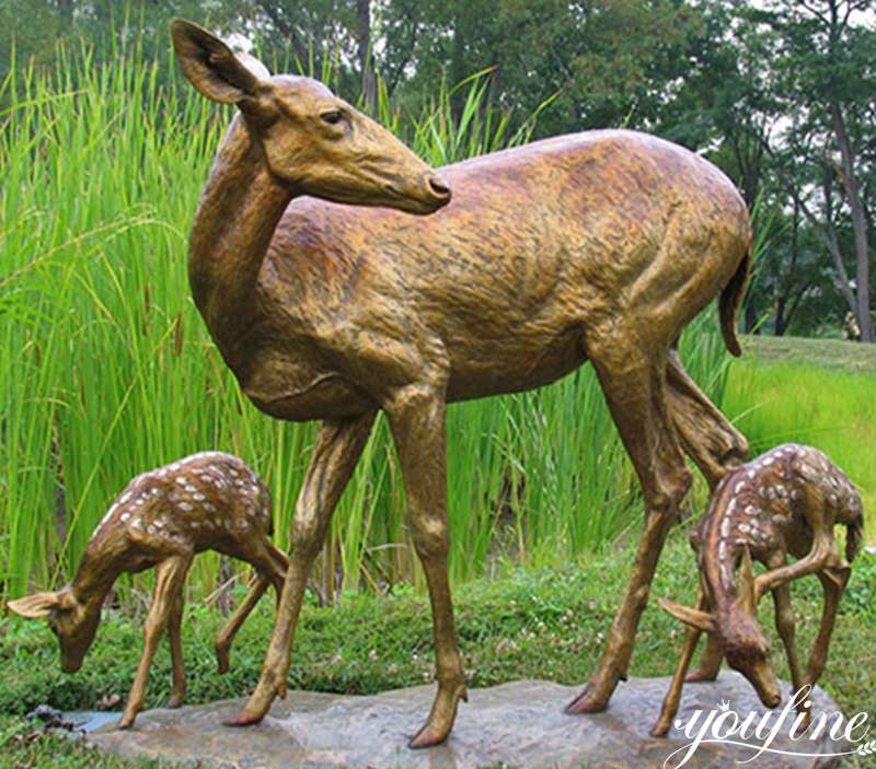 bronze deer garden statue