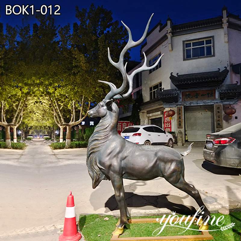 bronze deer garden statue