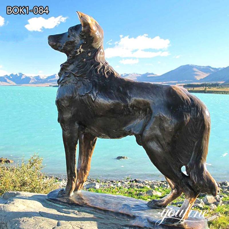 Bronze Border Collie Statue Outdoor Decor Factory Supply BOK1-084