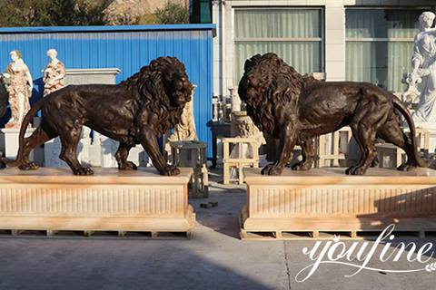 Bronze Life Size Lion Statue Outdoor Decor for Sale BOKK-944