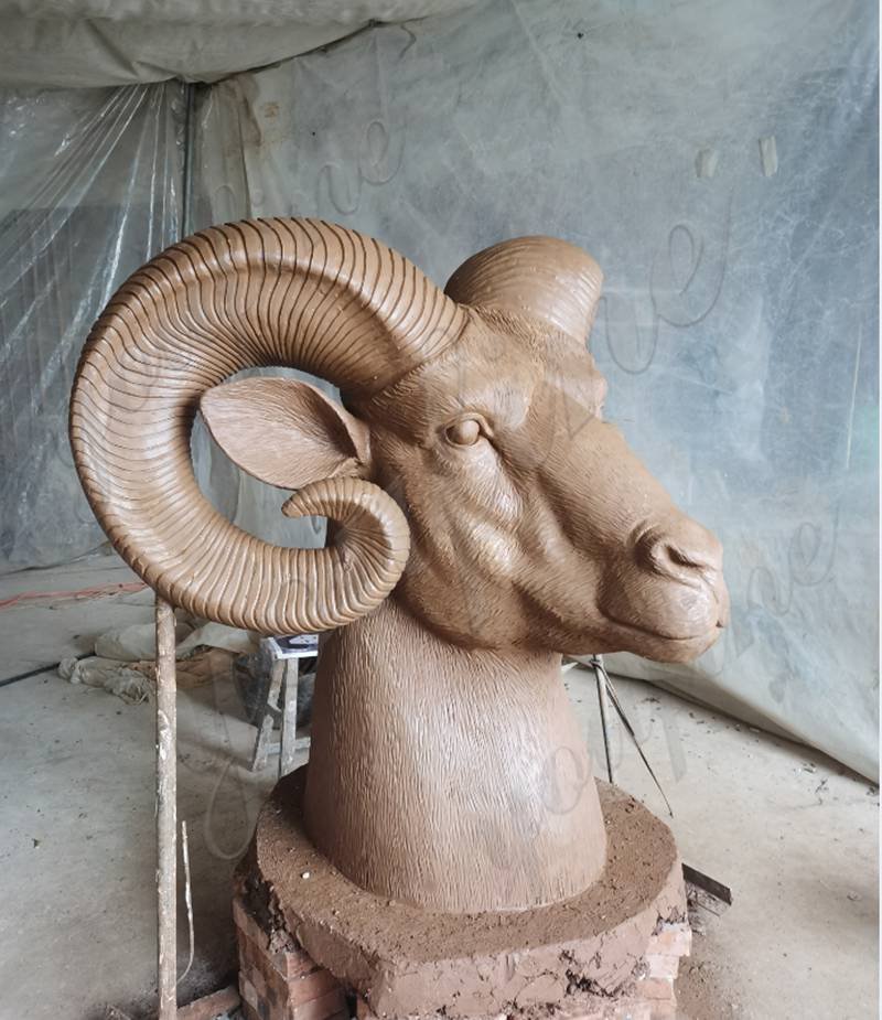 Feedback Bronze Ram Head Sculpture From American Client (3)