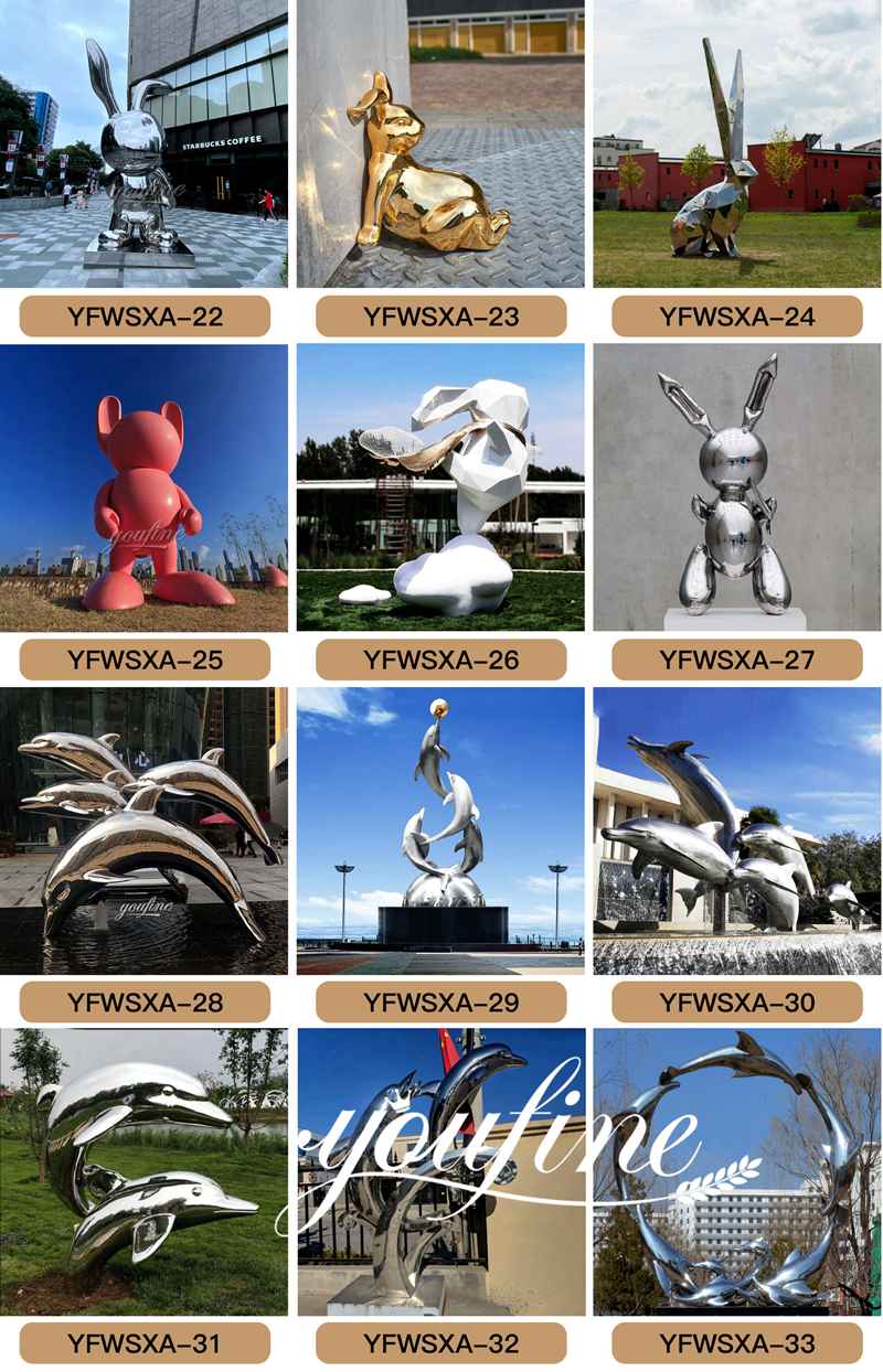 stainless steel dolphin sculpture -YouFine Sculpture