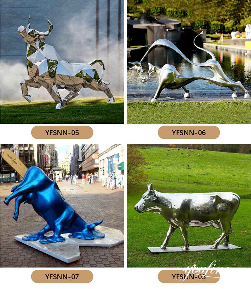 Stainless steel bull sculpture-YouFine Sculpture (2)