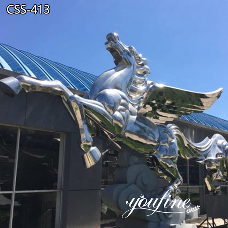 Large Mirror-polished Stainless Steel Pegasus Statue Supplier CSS-413