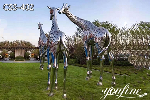 Large Stainless Steel Giraffe Sculpture Outdoor Decor Supplier CSS-402