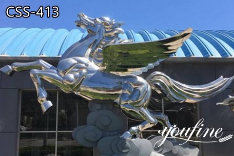 Large Mirror-polished Stainless Steel Pegasus Statue Supplier CSS-413