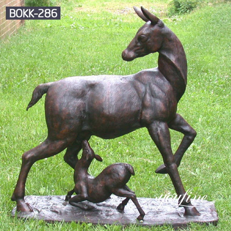 Antique Bronze Doe and Fawn Statue for Garden Ornaments on Discount BOKK-286