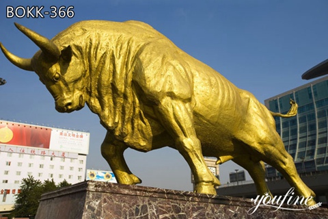 Life Size Golden Bronze Bull Sculpture Outdoor Decor BOKK-366