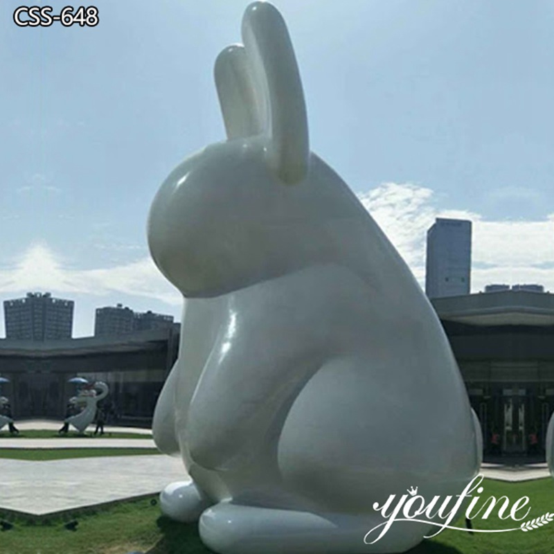 Stainless Steel White Rabbit Sculpture Large Size Design Supplier CSS-648 (2)