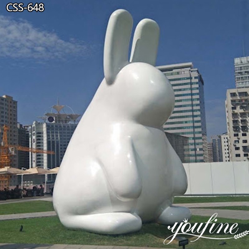 Stainless Steel White Rabbit Sculpture Large Size Design Supplier CSS-648 (3)