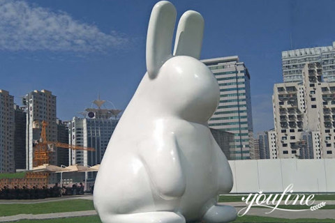 Stainless Steel White Rabbit Sculpture Large Size Design Supplier CSS-648