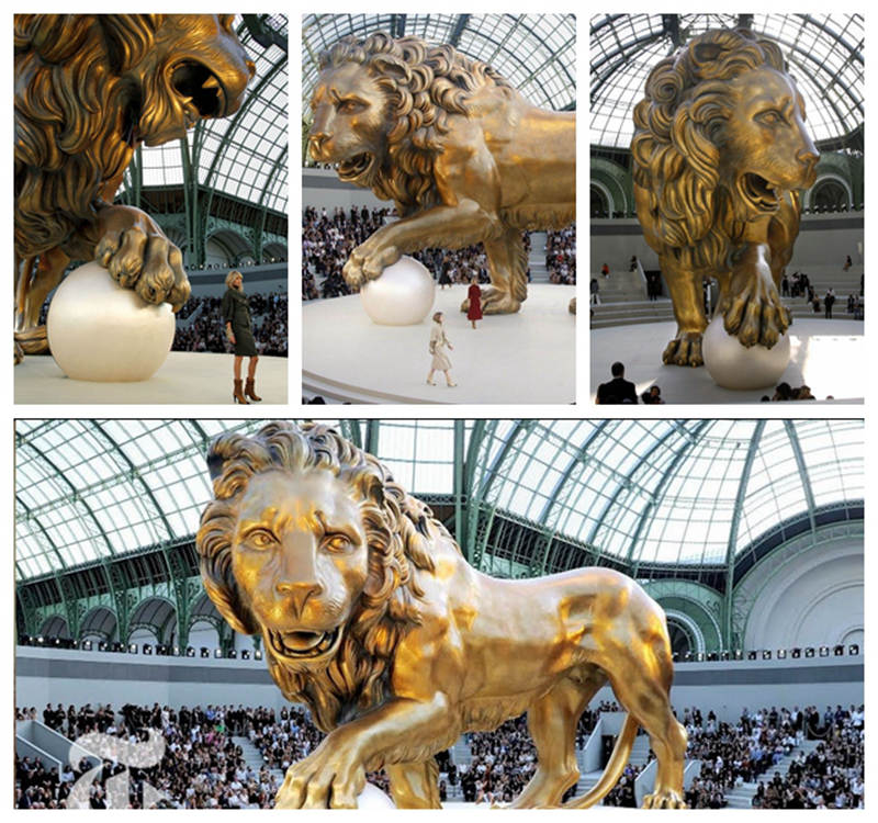 large gold lion statue -YouFine Sculpture