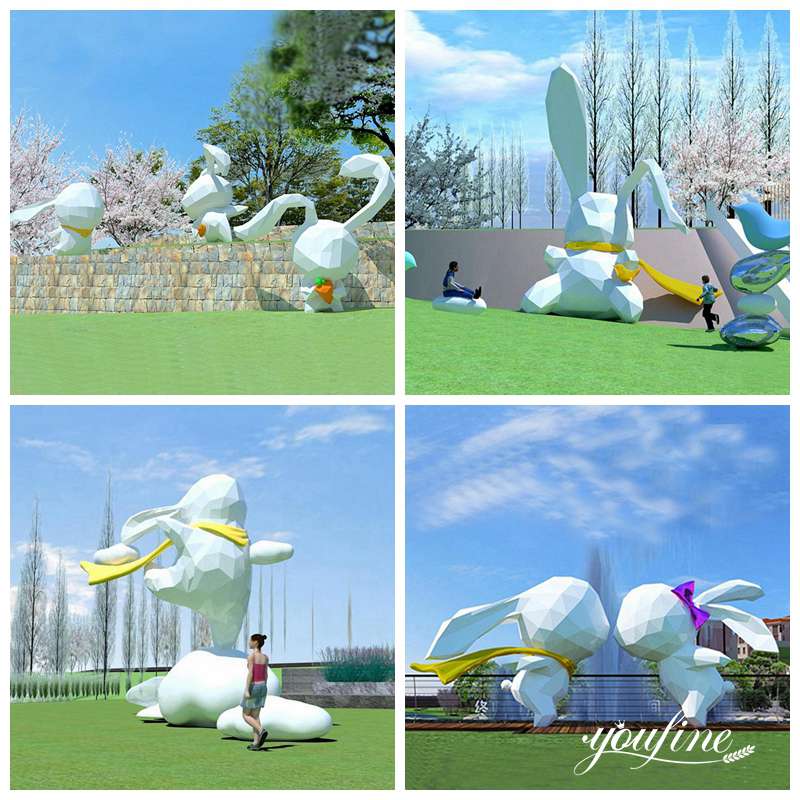 white rabbit garden statue - YouFine Sculpture (1)