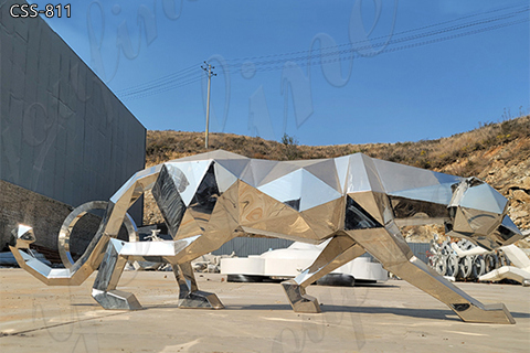 Geometric Metal Panther Sculpture Modern Design Best Online CSS-811
