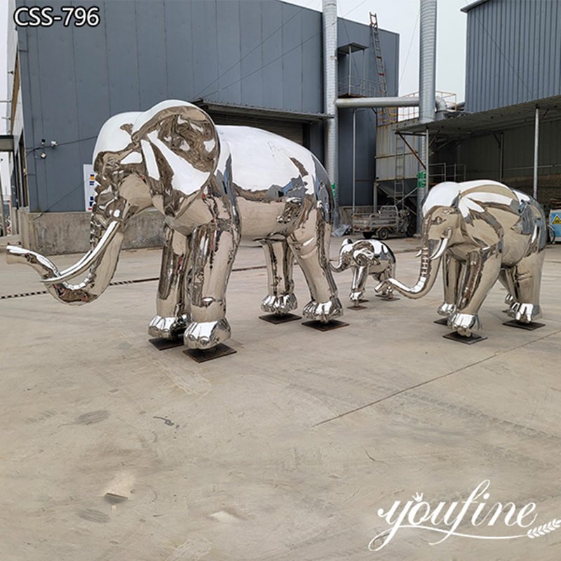 High-polished Stainless Steel Elephant Statue Outdoor Decor Supplier CSS-796