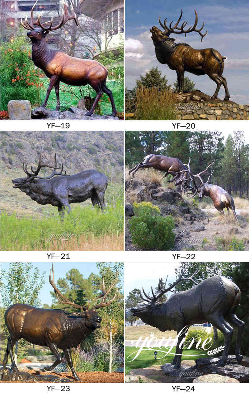 bronze elk statue life size -YouFine Sculpture