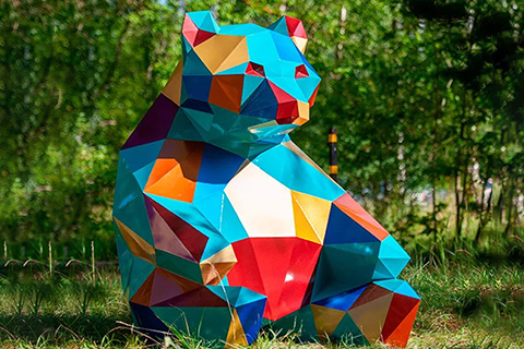 Multi-color Geometric Bear Statue Garden Decor Manufacturer CSS-838
