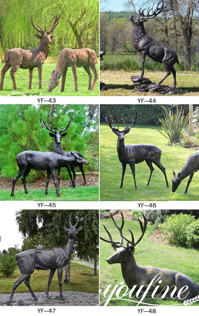 antique bronze stag statue for sale-YouFine Sculpture