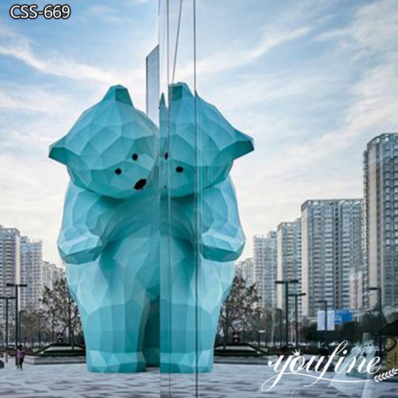 blue modern bear sculpture - YouFine Sculpture (1)